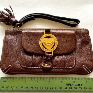 Juicy Couture Brown Leather Wristlet with Gold Details, VINTAGE
